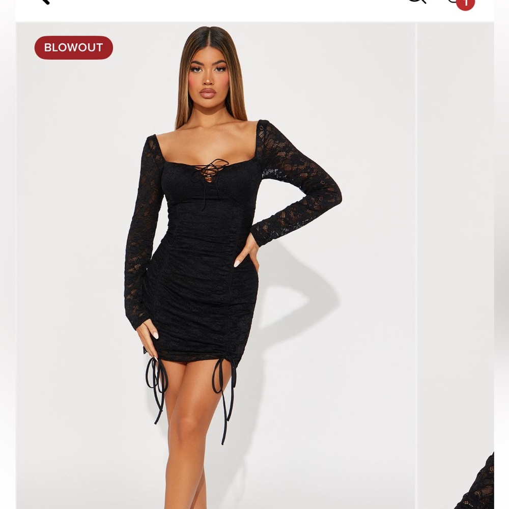 Fashion Nova Lace-Up Black Mini Dress